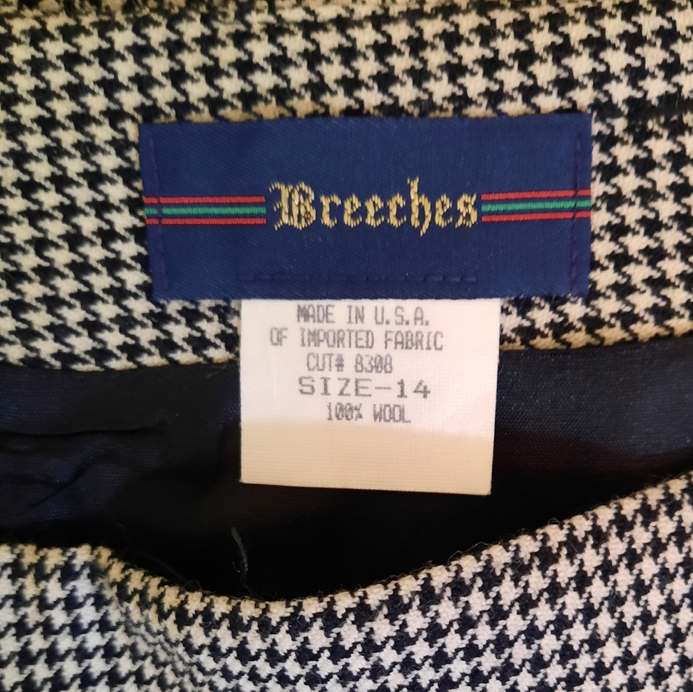Breeches vintage wool houndstooth pencil skirt sz 14 *W - Picture 5 of 5